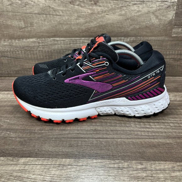 Brooks Adrenaline GTS 19 Black Purple Womens US Size 9 1202841B080 Running Shoes - Picture 4 of 10